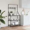Design Möbel Bäckerregal mit Haken 4 Böden Grau Sonoma Produktbild-Vorschau 3