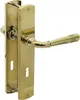 A brass door handle set with a keyhole. Produktbild-Vorschau