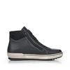A black high-top boot with a white sole, shown from the side against a white background. Voir les images du produit