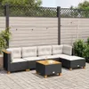 6-tlg. Garten-Sofagarnitur mit Kissen Schwarz Poly Rattan Produktbild-Vorschau 2