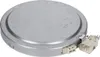 A silver electric stove burner element with two electrical connectors. Produktbild-Vorschau