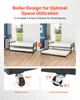 A split image showing a daybed in its retracted and extended states, with close-ups of its casters. Voir les images du produit