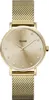 A close-up, front-facing studio shot of a gold Cluse women's watch with a mesh band. Voir les images du produit