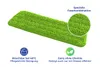 A green mop pad is shown with close-up details and text highlighting its features. Produktbild-Vorschau