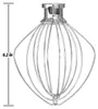 A silver wire whisk attachment for a stand mixer, shown against a white background with a measurement indicator. Produktbild-Vorschau
