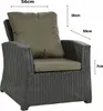 A close-up view of an outdoor chair cushion with dimensions indicated by text and lines. Produktbild-Vorschau
