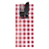 Bestecktaschen 20 cm x 8,5 cm rot "Vichy Karo" inkl. weißer Produktbild-Vorschau 1