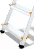 A close-up view of the lower steps of an aluminum stepladder. Náhled obrázku produktu