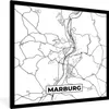 MuchoWow® Gerahmtes Poster Karte - Marburg - Stadtplan Produktbild-Vorschau 1