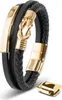 SERASAR | Bracelet en cuir pour hommes [Proud] avec or en Voir les images du produit 1