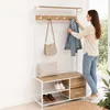 Relaxdays, stojak na ubrania, półka na buty, haczyki, 2 Podgląd zdjęcia produktu 5