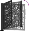 A black metal garden gate with a decorative trace design, shown partially open. Podgląd zdjęcia produktu