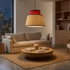 Lampa wisząca Alpinaluz NARA z rattanu i czerwonej tkaniny, Podgląd zdjęcia produktu 10