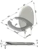 A diagram showing the dimensions of a toilet seat. Anteprima dell’immagine prodotto