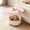 Relaxdays Beistelltisch, runder Couchtisch, mit Stoffkorb, Produktbild-Vorschau 2
