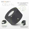 A 3D render of a dark gray cylindrical spotlight with callouts highlighting its features and included LED module. Produktbild-Vorschau