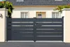 A dark gray double gate in front of a house. Produktbild-Vorschau