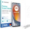 The image shows the packaging and contents of a screen protector set for a Motorola Edge 50 Fusion phone. Produktbild-Vorschau