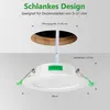 A recessed LED light fixture is shown installed in a ceiling, with dimensions and features annotated. Náhled obrázku produktu