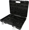 An open black plastic tool case with molded compartments for tools. Produktbild-Vorschau