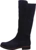A side view of a single navy blue suede boot. Produktbild-Vorschau
