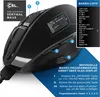 A close-up marketing image of a black vertical computer mouse with numbered callouts and text overlays highlighting its features and macro programming capabilities. Produktbild-Vorschau