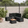vidaXL 6-tlg. Garten-Sofagarnitur mit Kissen Schwarz Poly Produktbild-Vorschau 2