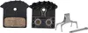 A set of bicycle disc brake pads and related components are laid out on a white background. Produktbild-Vorschau