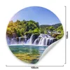 Sticker Kreis WASSERFFALL Bäume Grün Himmel Natur Produktbild-Vorschau 3