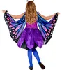 Rückansicht des Schmetterling Kostüms Lilly für Kinder mit großen lila-blauen Flügeln und violettem Kleid mit luftigem Tüllrock. Produktbild-Vorschau