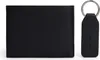 A black leather wallet and a black leather keychain are displayed side-by-side on a white background. Náhľad obrázku produktu