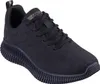 A single black Skechers Bobs Geo How Marvelous shoe is shown against a white background. Produktbild-Vorschau