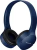 A pair of blue Panasonic headphones on a white background.