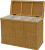 KRINES HOME Wäschesortierer aus echtem Rattan mit 3 Fächern Produktbild-Vorschau 3
