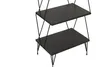 A close-up view of a black, two-tiered shelf unit with a minimalist metal frame, set against a white background. Náhled obrázku produktu