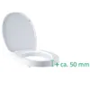 A white toilet seat with the lid up, shown on a white background. Produktbild-Vorschau