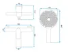 Technical drawings with dimensions of a bathroom faucet and showerhead. Anteprima dell’immagine prodotto
