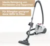 A vacuum cleaner shown on a white surface, with text overlays. Anteprima dell’immagine prodotto