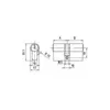 Technical drawing of a cylinder lock with dimensions and labels. Produktbild-Vorschau