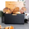 Boîte à pain spacieuse noire en bois et métal, ouverture Voir les images du produit 9