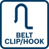 A graphic symbol and text indicating a belt clip or hook feature. Náhled obrázku produktu