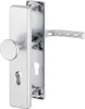 A close-up, studio shot of a silver door handle set against a white background. Produktbild-Vorschau