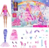 A Barbie advent calendar box with a doll and accessories displayed. Voir les images du produit