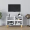 vidaXL TV skříňka s masivními dřevěnými nohami bílá Náhled obrázku produktu 2