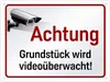 A sign indicating video surveillance with a camera icon and German text. Produktbild-Vorschau