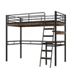 A loft bed with a desk and shelves underneath, shown against a white background. Produktbild-Vorschau
