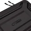 A close-up view of a black laptop bag with a textured surface and a prominent logo. Produktbild-Vorschau