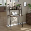 A modern ladder desk with shelves is set up in a home office or living space. Produktbild-Vorschau