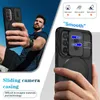 A man holding a phone with a black protective case, with close-ups of the case's features. Produktbild-Vorschau