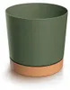 Doniczka TUBOS PM z miską ciemnozielona/brązowa 14,8 cm Podgląd zdjęcia produktu 3